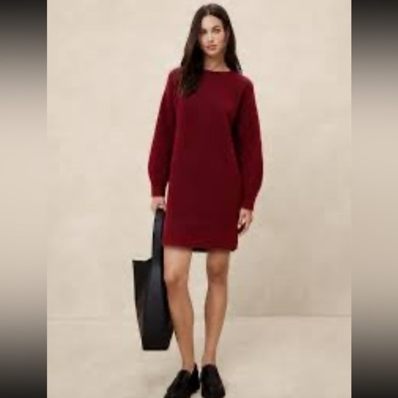 Banana Republic Factory Cozy Mini Sweater Dress S Red NWT Wool Blend Oversized